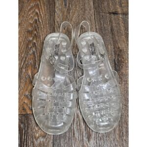 Dude Jellies Clear Fisherman Jelly Sandals Women 11 90s Retro Water Shoes Buckle